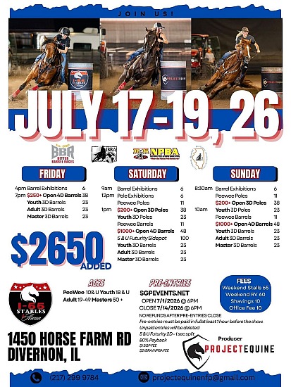 July 17-19, 2026: Weekend Jackpot - I-55 Stables & Arena